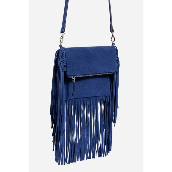 NWT Johnny Was OCEANO ITALIAN SUEDE FOLDOVER FRINGE CROSSBODY Bag Festival Boho